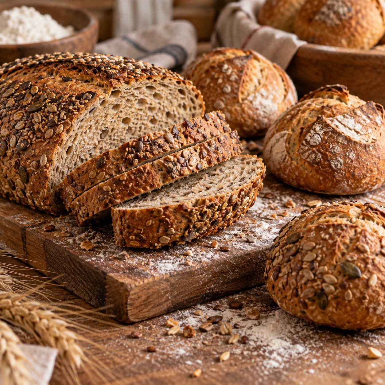 Freshly baked artisan bread